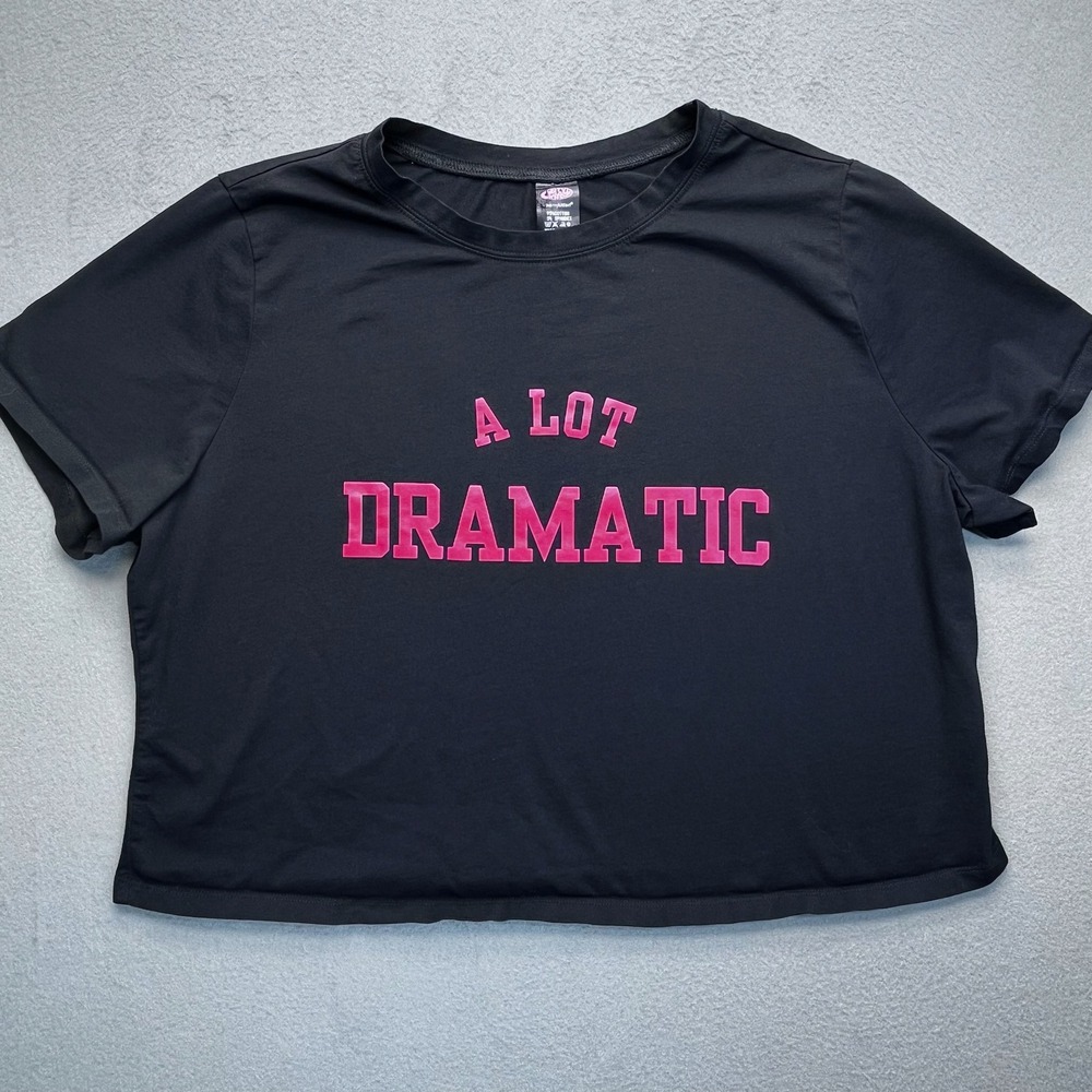 Cherry Kitten Plus 3X Black A Lot Dramatic Cropped T Shirt Top